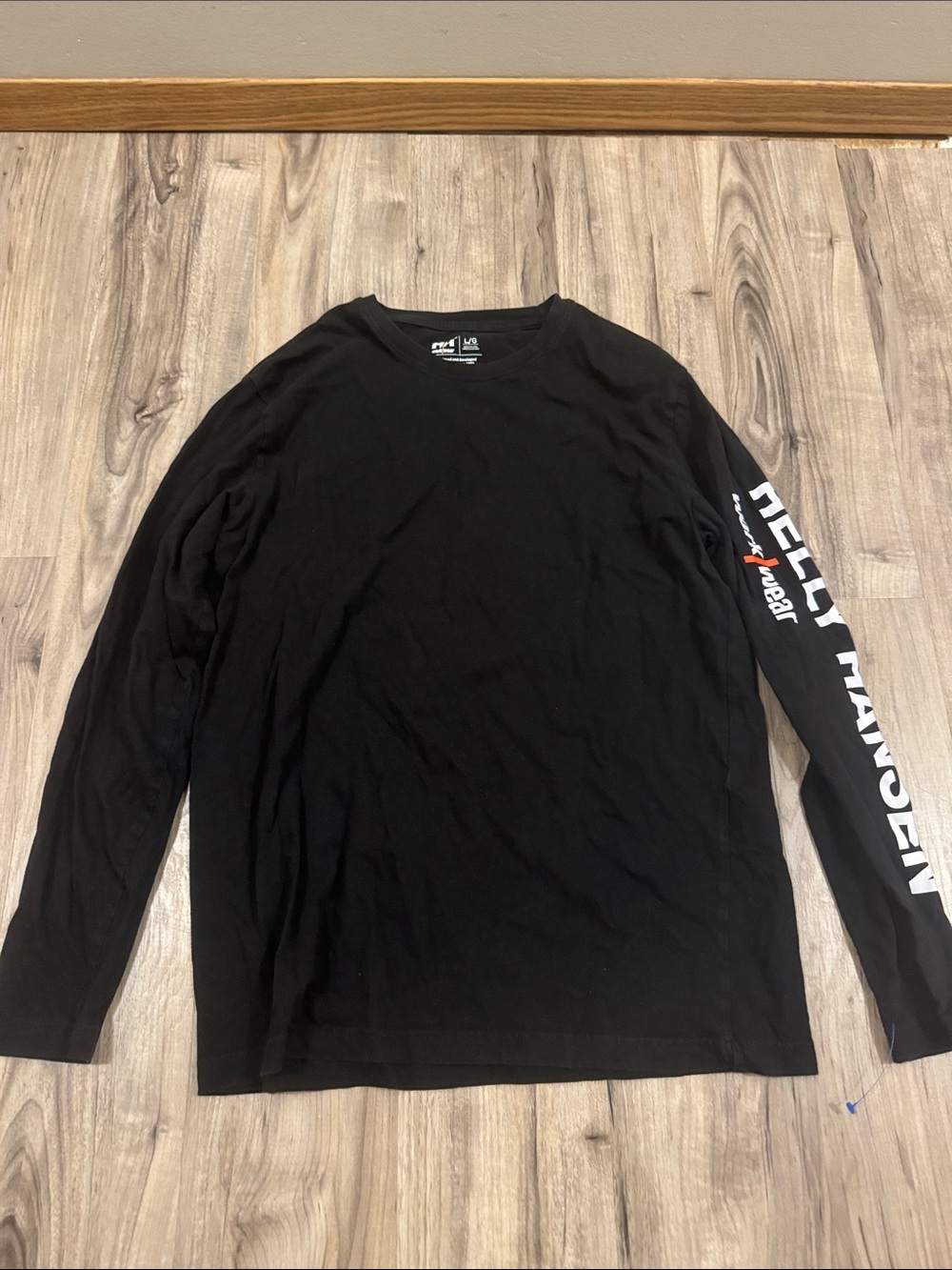 Helly Hansen Black Long-Sleeve Logo Tee with Sleeve Branding